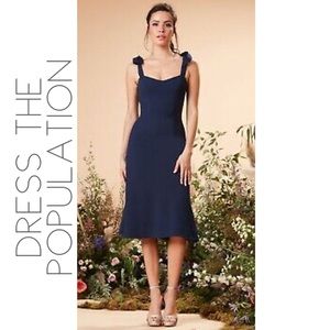 NWT Dress the Population fit flare midi dress L